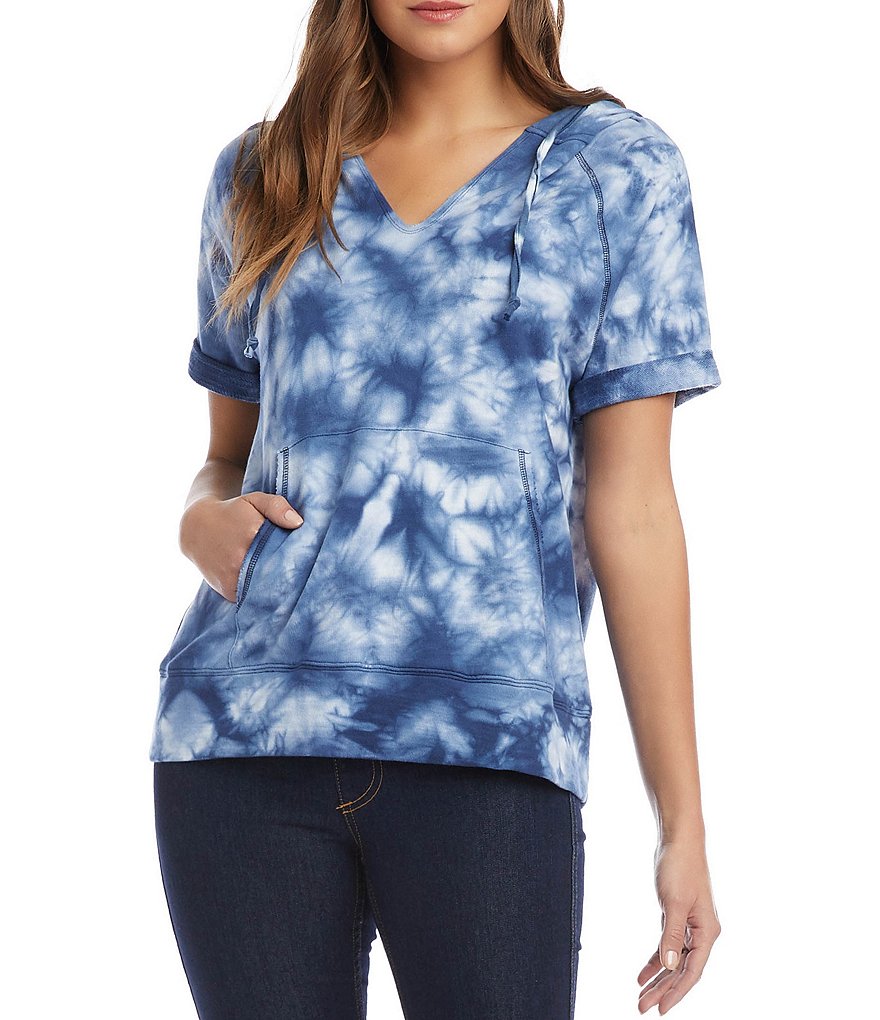 Karen Kane Short Sleeve Tie-Dye Hoodie