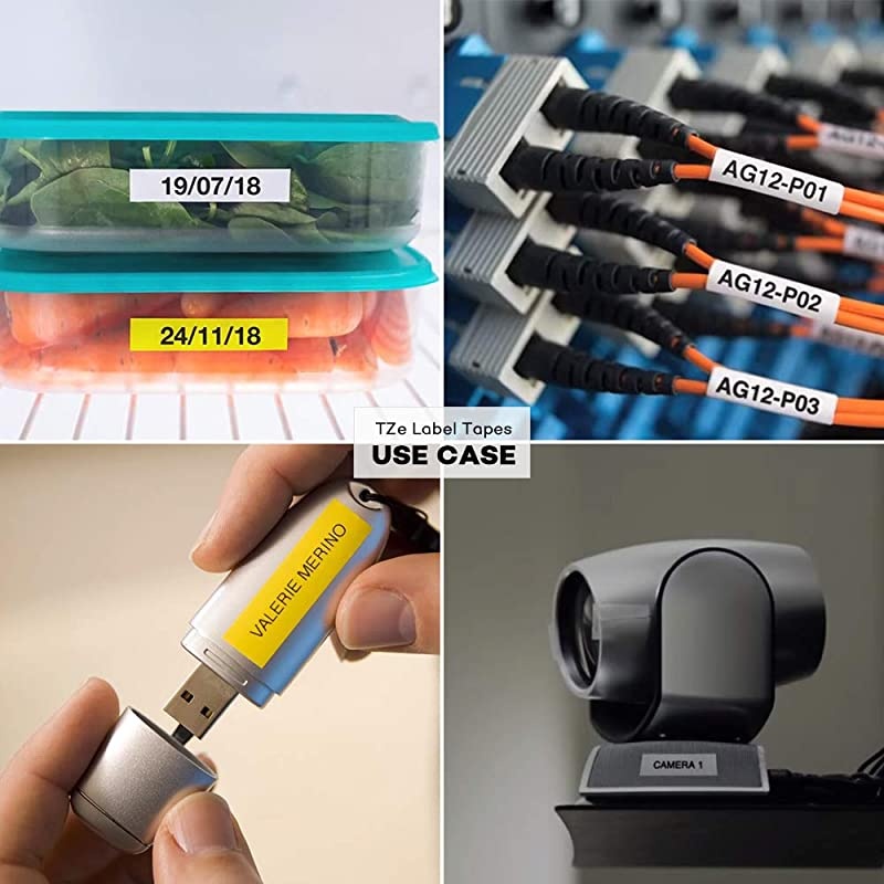for Brother Tze231 0.47 Inch 26.2feet (12mm/8m) p Touch Laminated Black on White Standard Replace Waterproof Label Tape maker PT-H110/PT-D200/PT-D210/PT-D400/PT-D600/PT-1280/PT-1290(5PACK)