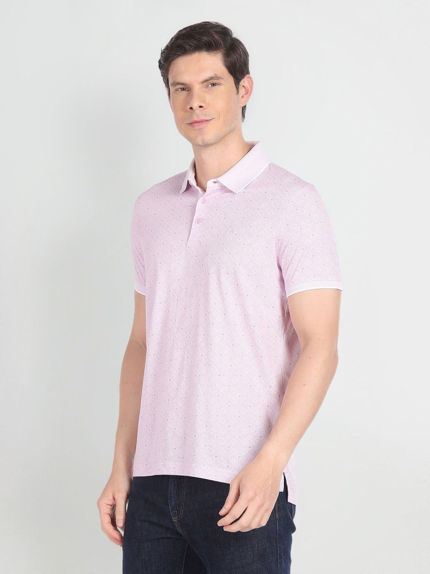 Arrow Purple Cotton Regular Fit Printed Polo T-Shirt