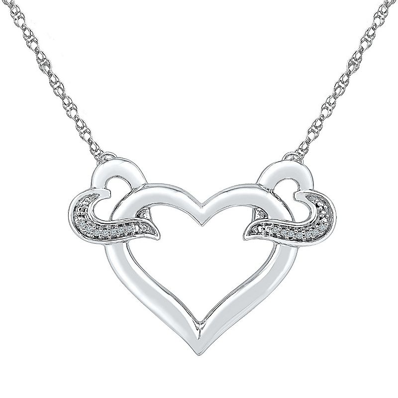 Diamond Accent White Diamond Prong Set Heart Necklace in Sterling Silver (IJ-I2-I3)