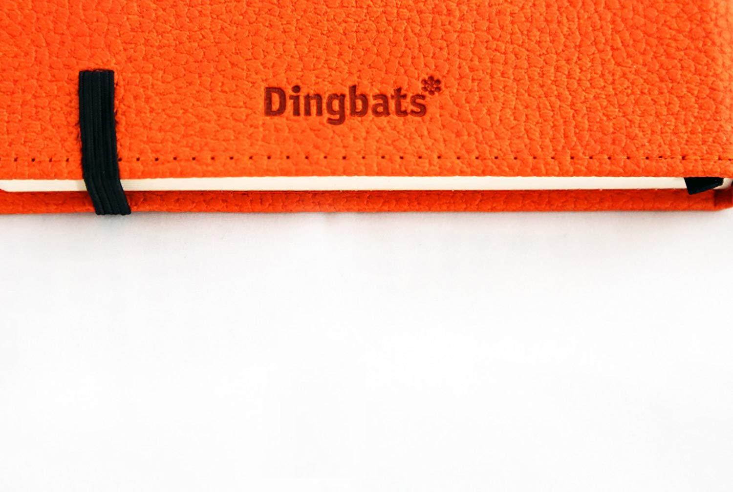 Dingbats Wildlife Medium A5+ (6.3 x 8.5) Hardcover Notebook - PU Leather, Micro-Perforated 100gsm Cream Pages, Inner Pocket, Elastic Closure, Pen Holder, Bookmark (Plain, Orange Tiger)