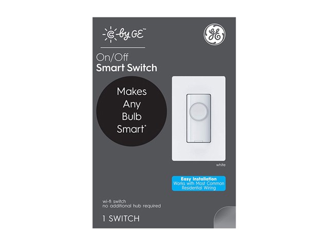 C by GE On/Off 3-Wire Smart Switch Button Style, 1 Pack White - Wi-Fi, Works with Alexa and Google Assistant Without a Hub, No Neutral Wire Required, Single-Pole/3-Way Replacement