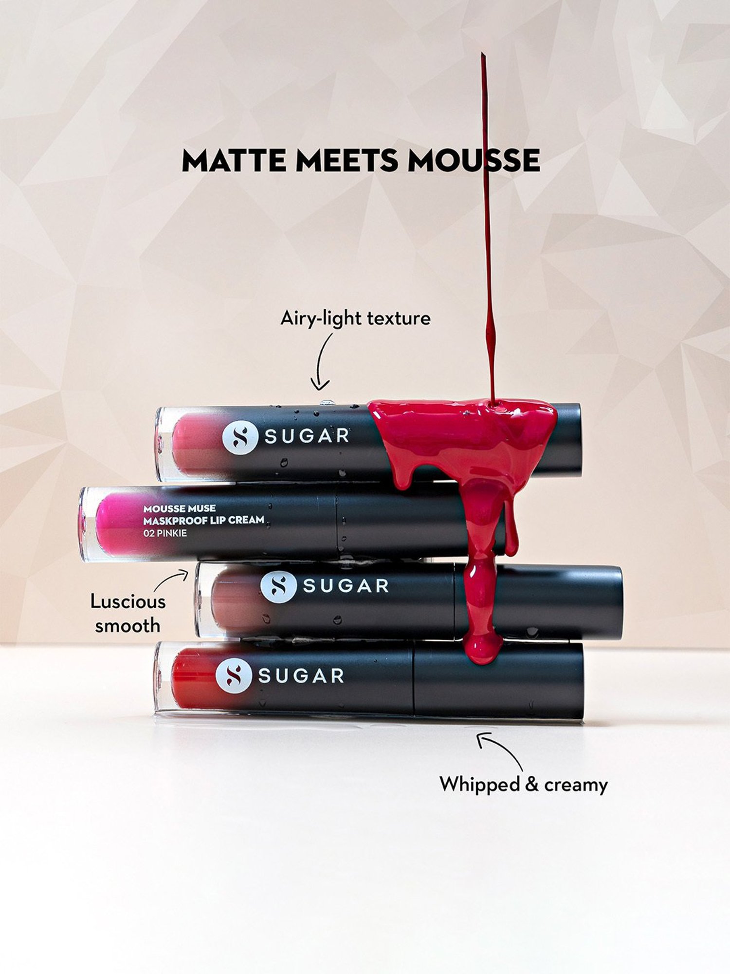 SUGAR Cosmetics Mousse Muse Maskproof Lip Cream 02 Pinkie - 5 ml