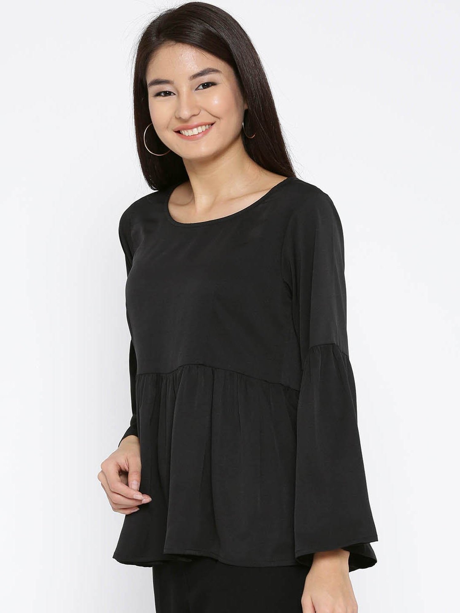 Sera Black Regular Fit Top