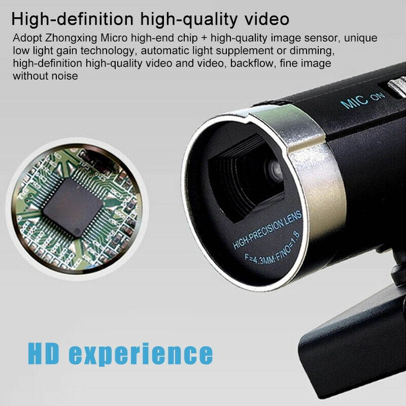 A20 USB Webcam 1.3 million HD PC Camera Web Cam 360 Degree MIC Clip-on Night  Vision For Skype Computer Desktop