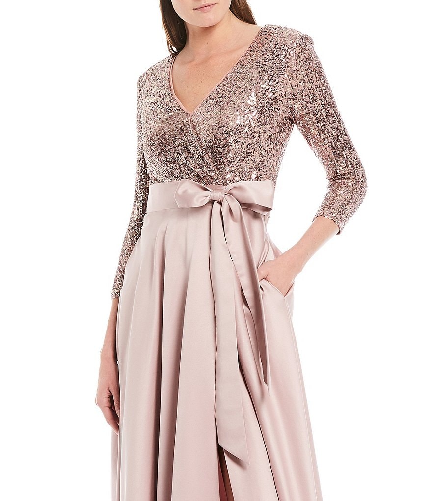 Xscape Sequin Bodice Satin Gown