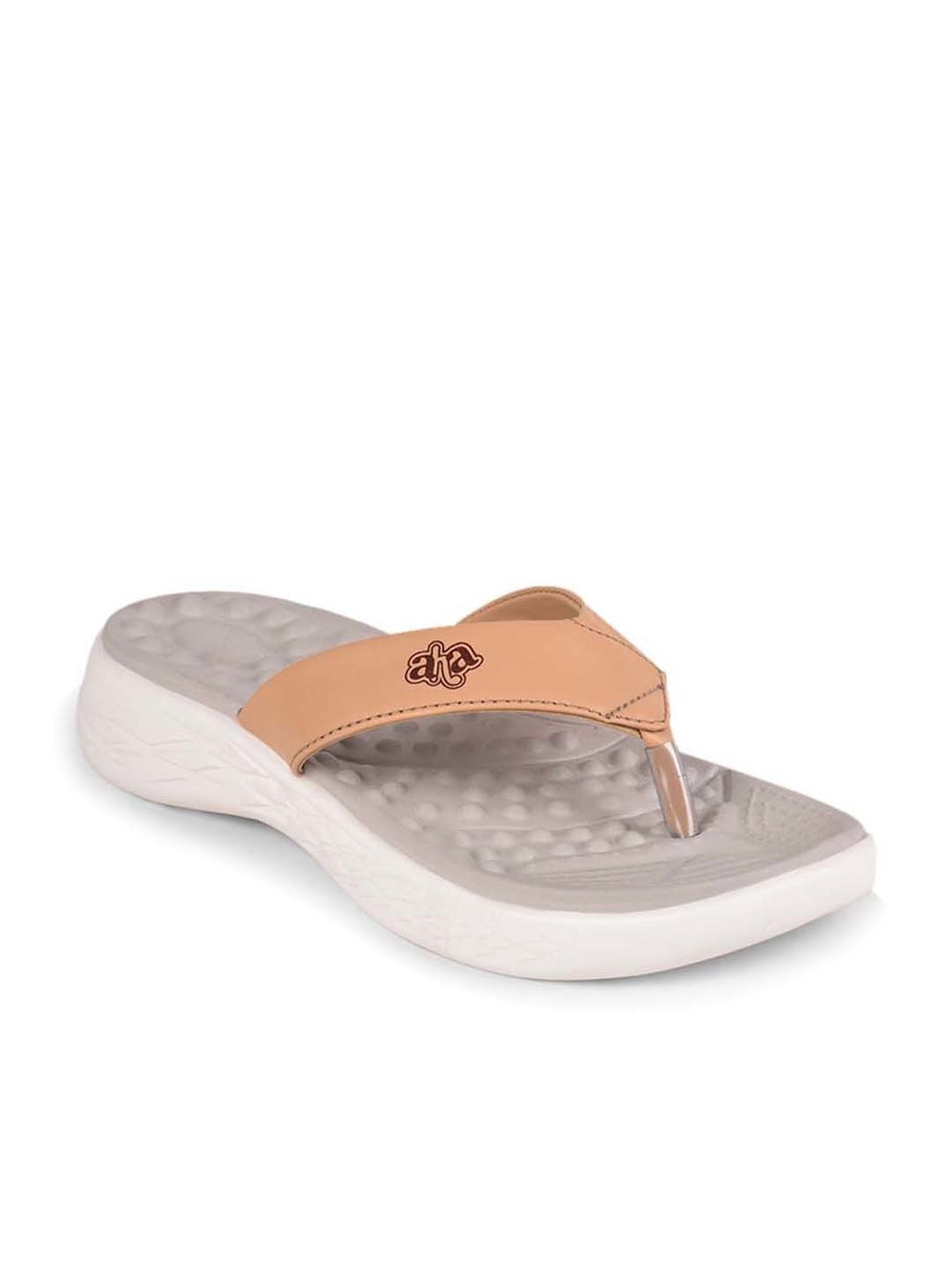 Aha by Liberty Women's Beige Thong Sandals