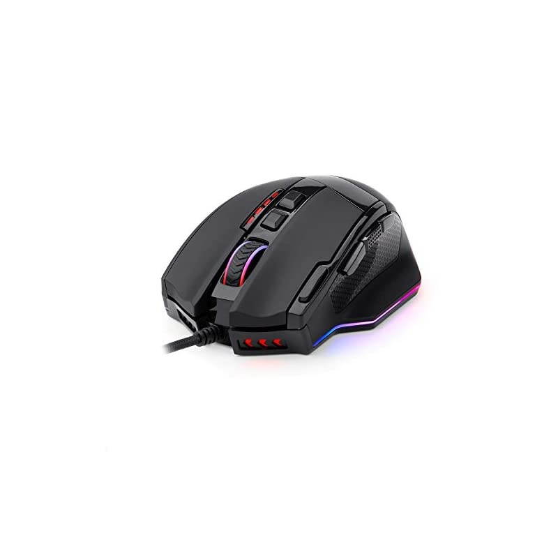 M801 Gaming Mouse RGB MMO 9 Programmable Buttons Mouse with Macro Recording Rapid Fire Button 16000 DPI for Windows PC (Wired, Black)