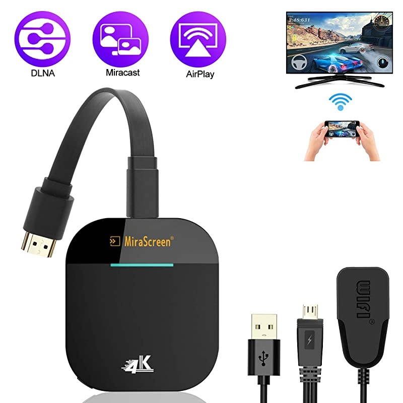 4K WiFi Display Dongle, Wireless HDMI Display Adapter, Dual-Band 5G WiFi Wireless Display Receiver, Fit for Phone Pad Laptop Android Miracast Dongle for HD TV, Projector, Monitor