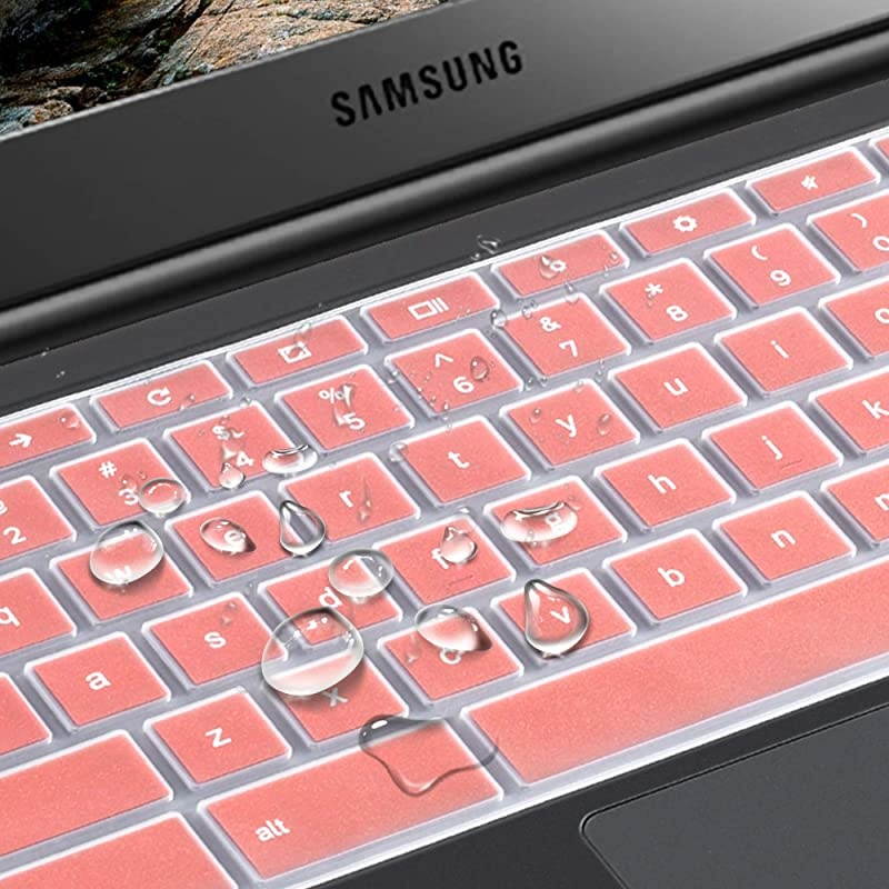 Pack] Samsung chromebook 4 Keyboard Cover Skin for Samsung Chromebook 11.6/15.6 inch Chromebook XE500C1, Chromebook 3 XE500C13,Chromebook Plus V-in-1 XE50QAB 1.(Clear and Pink)