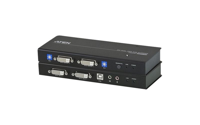 ATEN DVI Dual View KVM Extender-TAA Compliant - 1 Computer(s) - 1 Remote User(s) - 196.85 ft Range - WUXGA - 1920 x 1200 Maximum Video Resolution