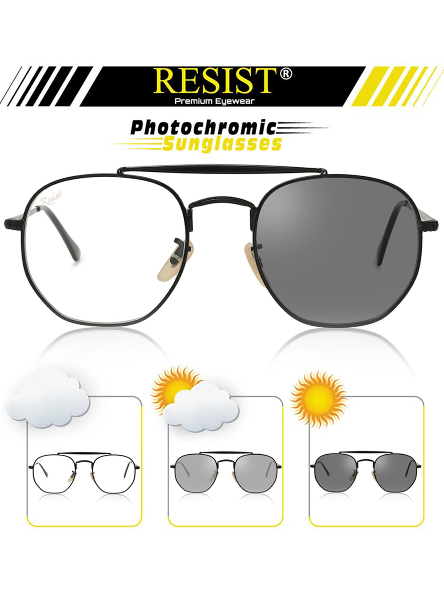 Resist Eyewear Clear UV Protection Unisex Sunglasses