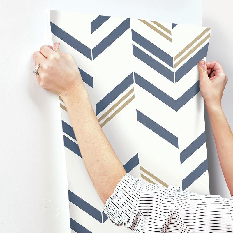 RoomMates Chevron Stripe Peel & Stick Wallpaper Blue