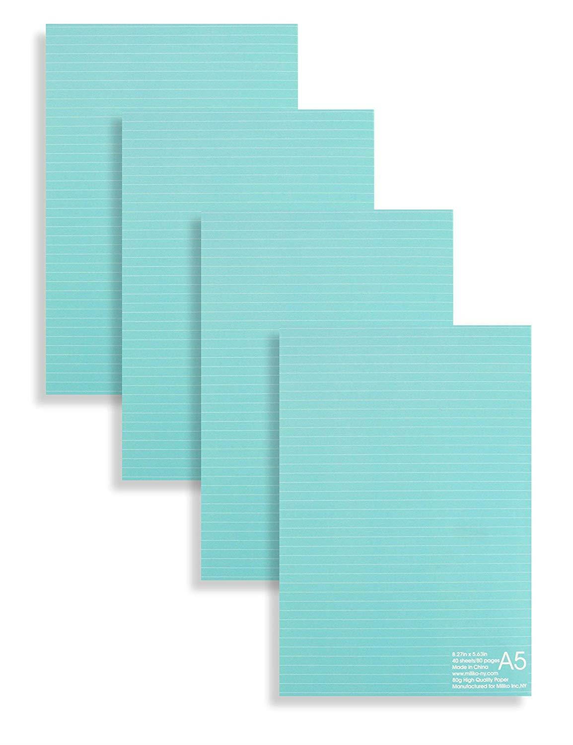 Miliko A5 Essential Series Softcover Ruled Notebook/Journal/Diary Set-8.27"x 5.67", 4 Unique Designed Notebooks per Pack(RULED)