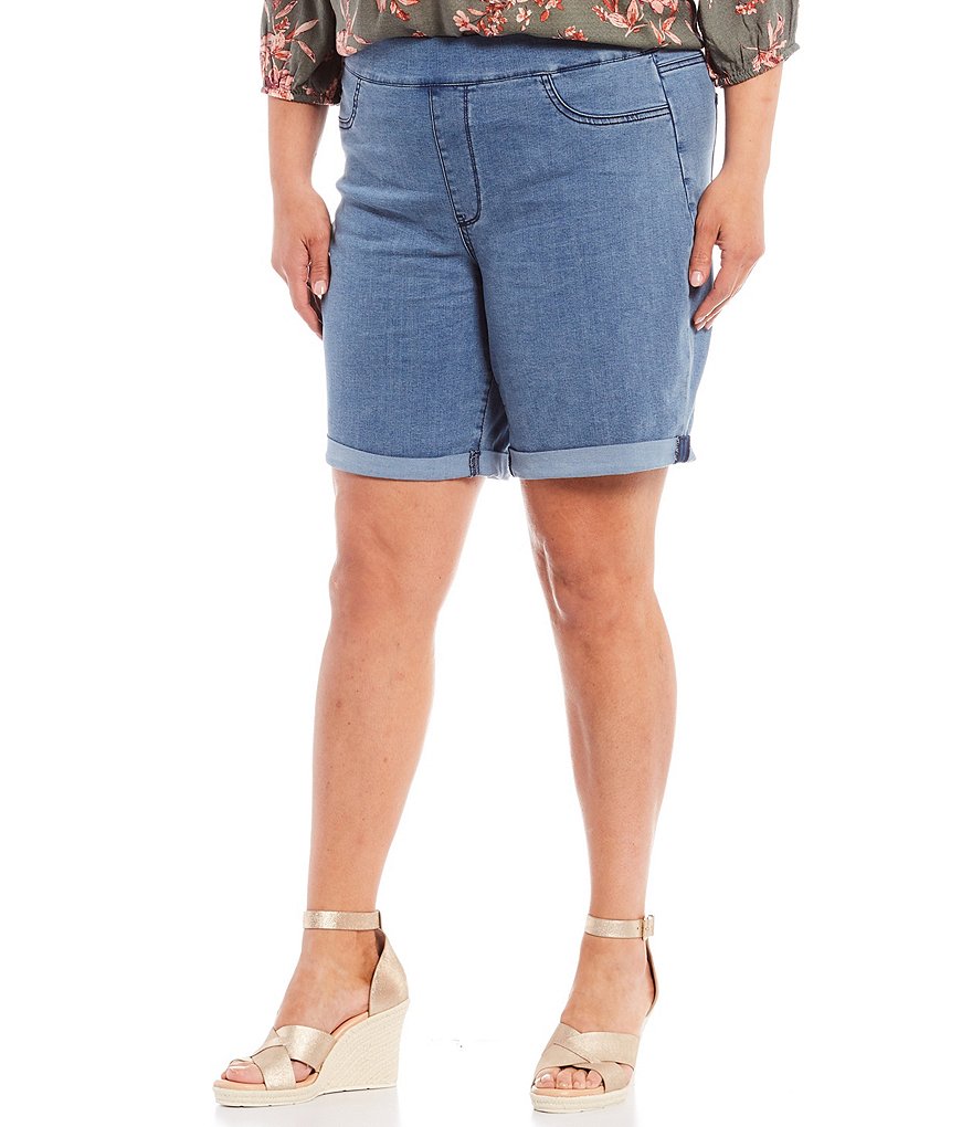 NYDJ Plus Size Rolled Cuff Pull-On Bermuda Shorts