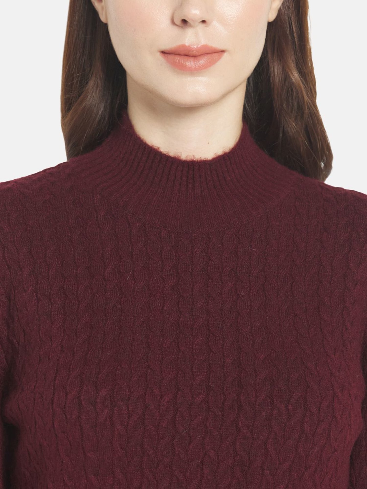 METTLE Maroon Self Pattern Pullover