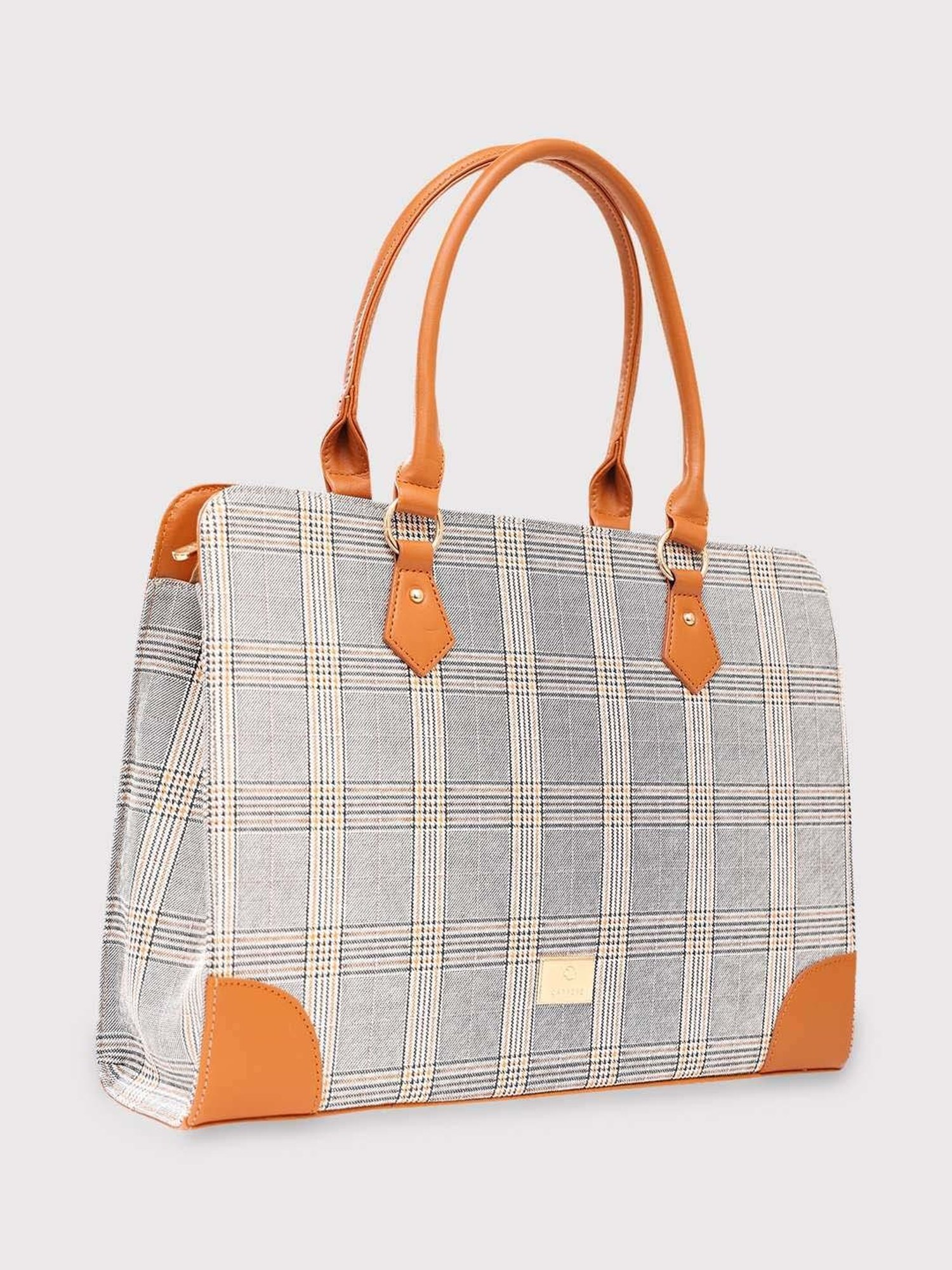 Caprese REMI Tan & Grey Faux Leather Large Messenger Bag