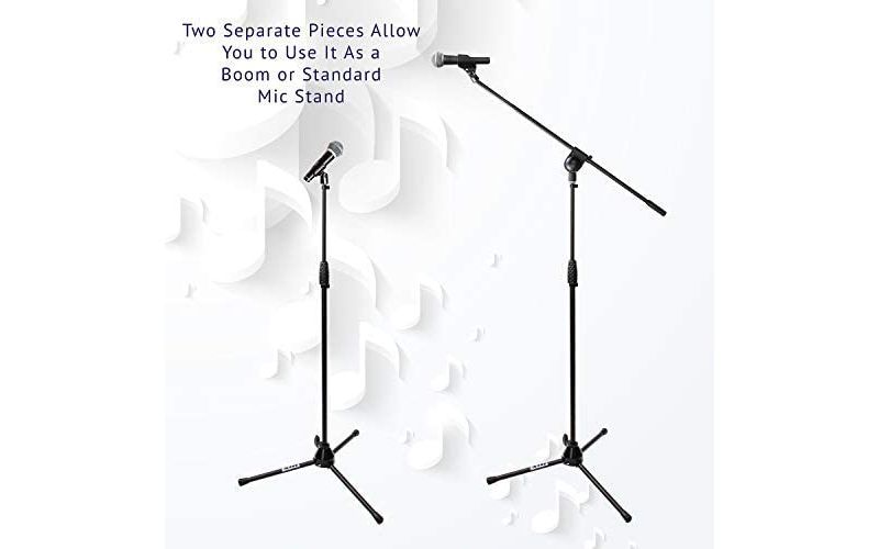 LyxPro Microphone Stand Boom Arm Tilting Rotating Floor Podium Stage or Studio Strong Durable And Foldable Height 38.5"- 66" Extends Arm to 29 3/8" Comes With 3/8" and 5/8" mount Adapters&hellip;