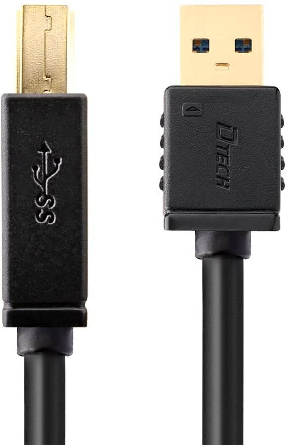 DTECH 6 ft USB 3.0 Cable A Male to B Male USB Printer Cord KVM Data Wire 6 Feet