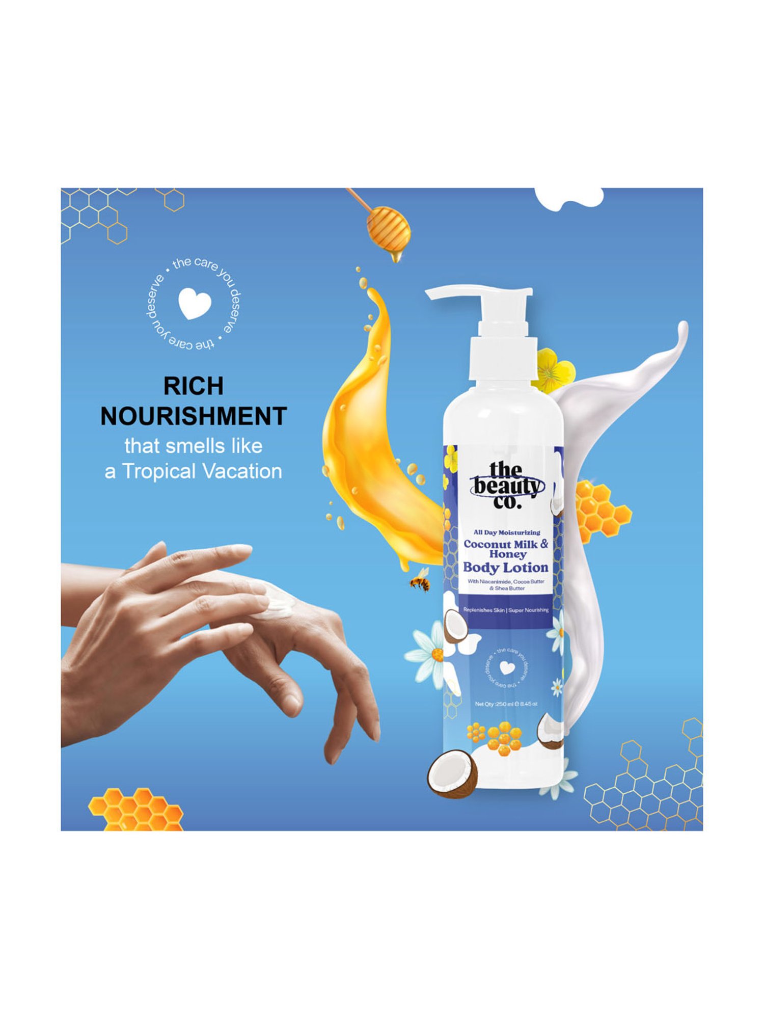 The Beauty Co. All Day Moisturizing Coconut Milk & Honey Body Lotion For Women & Men - 250 ml