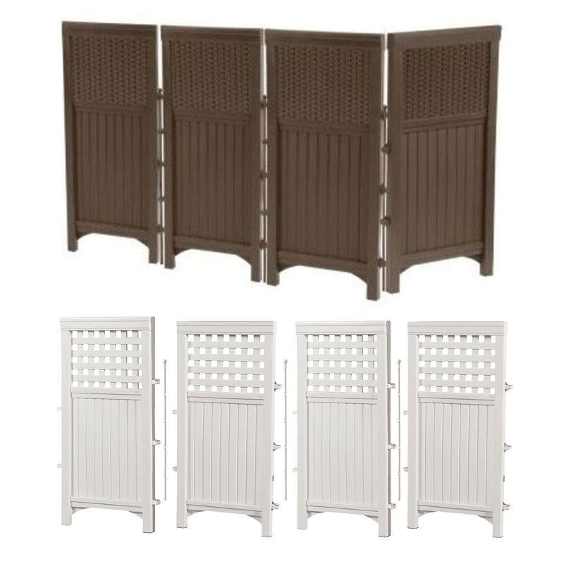 Suncast 4 Panel Wicker Screen Enclosure Bundled w/ Outdoor Screen 4-Panel Fence