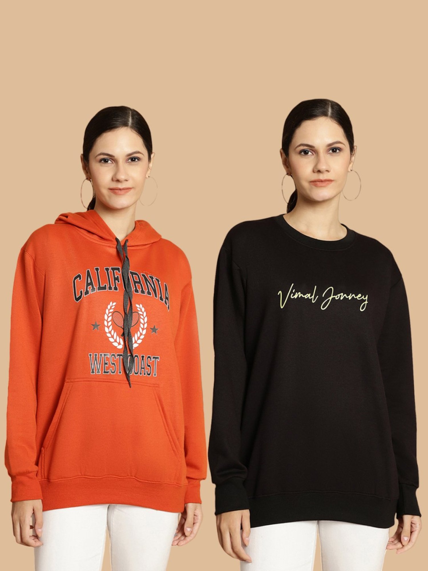 Vimal Jonney Rust & Black Printed Sweatshirt - Pack Of 2