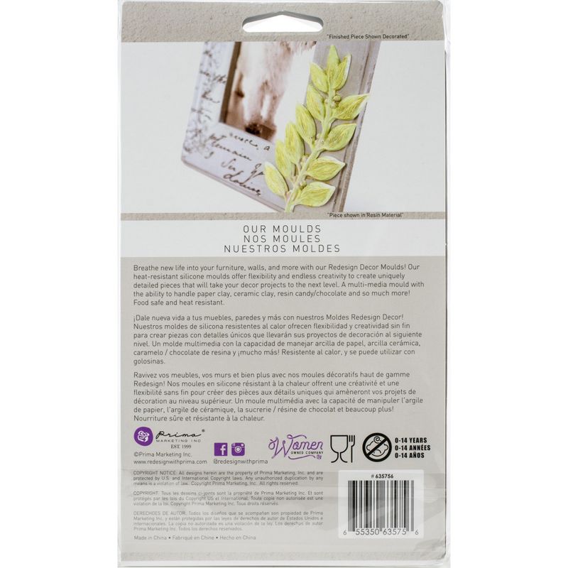 Prima Marketing Re-Design Mould 5"X8"X8mm-Leafy Blossoms