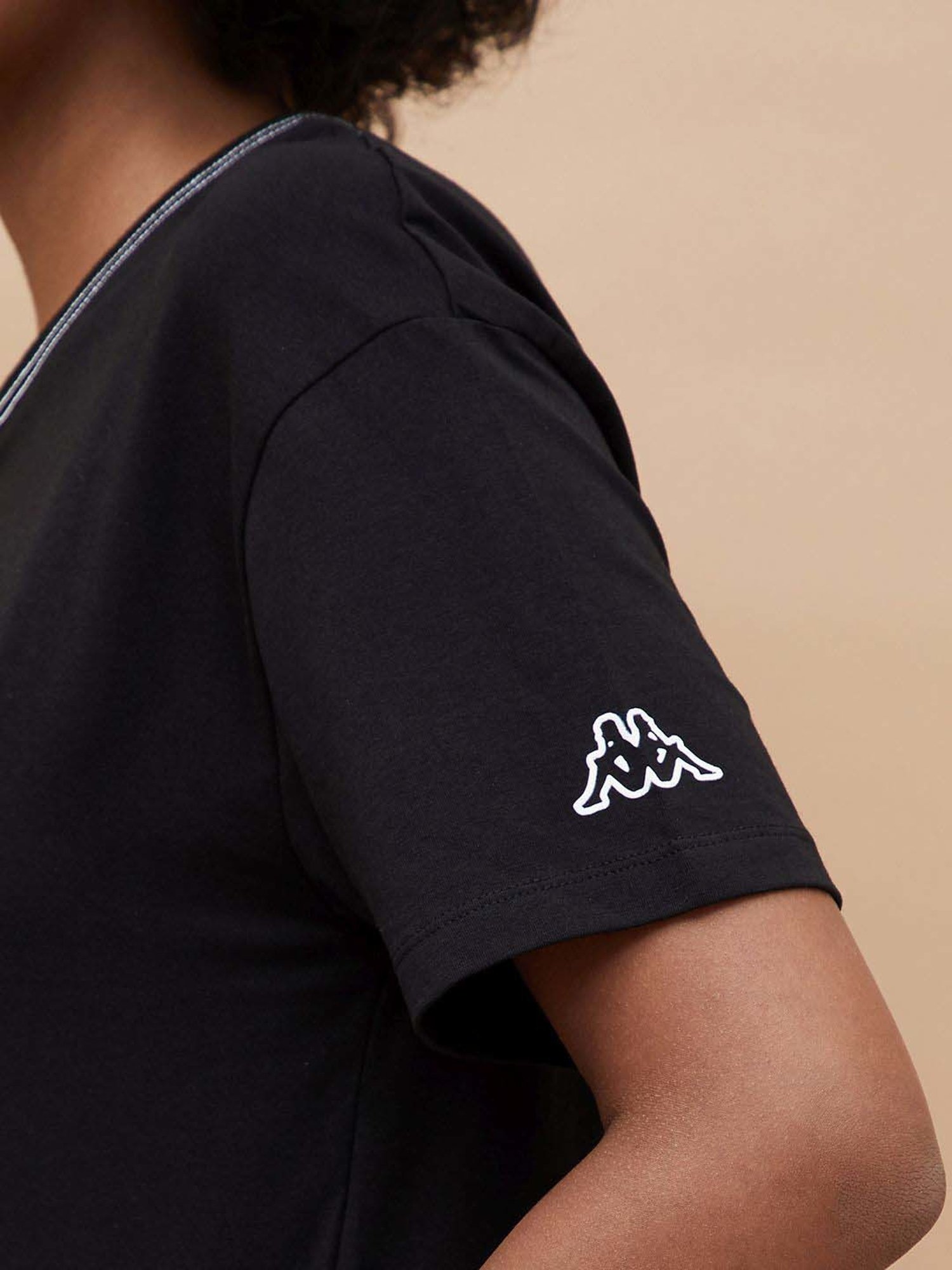 KAPPA Black Cotton Printed Sports T-Shirt