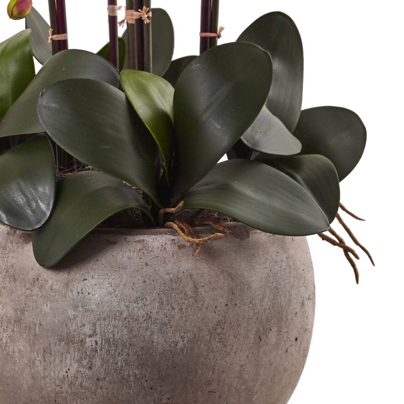 Phalaenopsis Orchid Silk Arrangement with Sand Colored Bowl - Nearly Natural