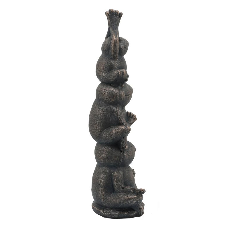 24" Resin Stacking Yoga Frogs Figurine Black - Sagebrook Home
