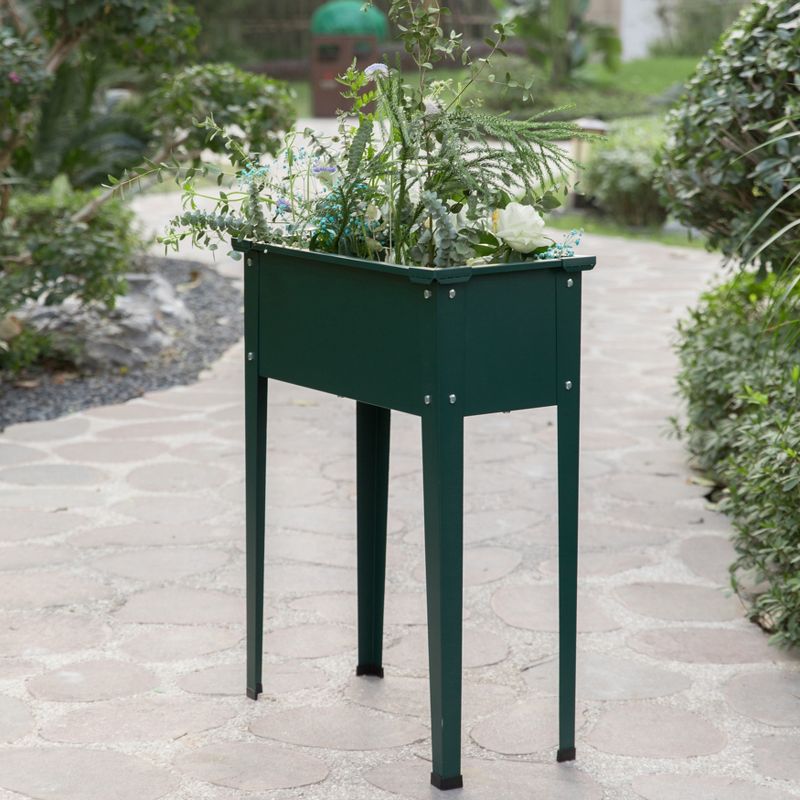 Gardenised Green Freestanding Raised Garden Bed Rectangular Flower Planter