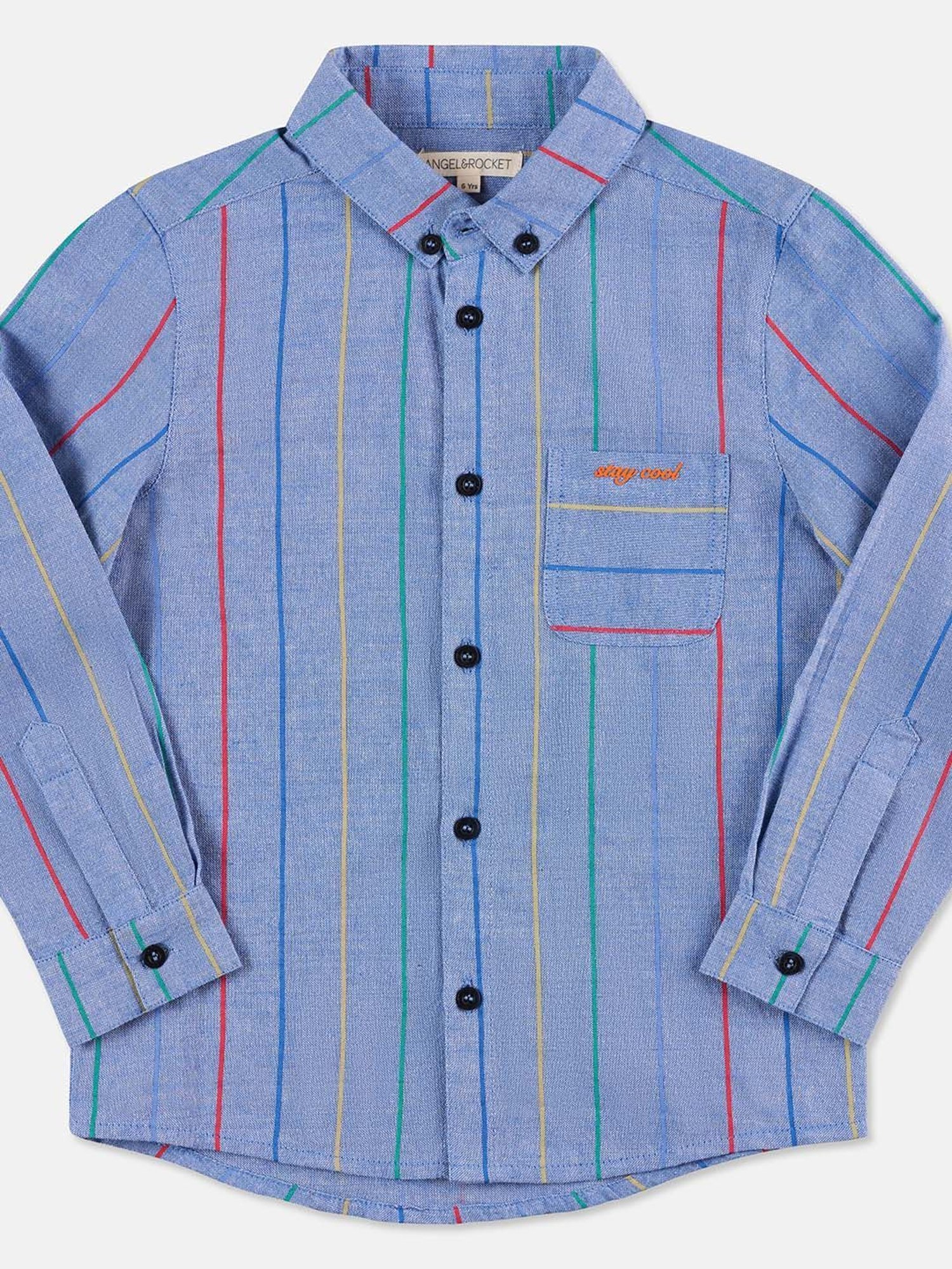 Angel & Rocket Kids Light.blue Embroidered Full Sleeves Shirt