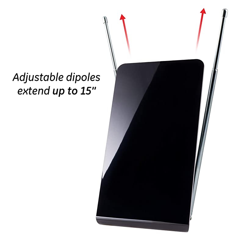 Pro Flat Indoor TV Antenna 30 Mile Antenna Slim Home Decor Digital HDTV Antenna Smart TV 4K 1080P VHF UHF Coaxial Cable Black 33681