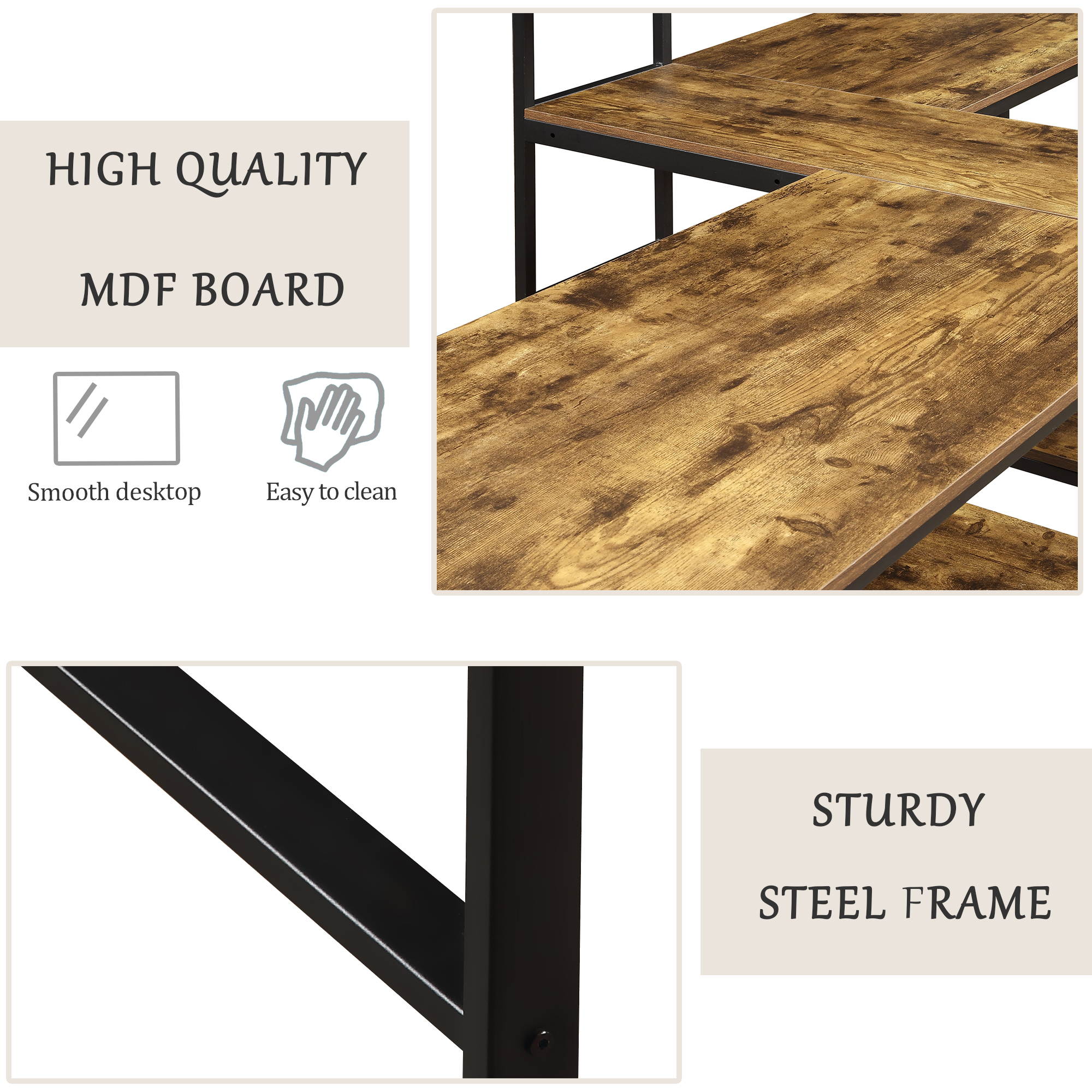 Gaming Desk 47.2" W x 23.6" D Office Computer Table, Black Gamer Workstation with 2 Cable Management Holes