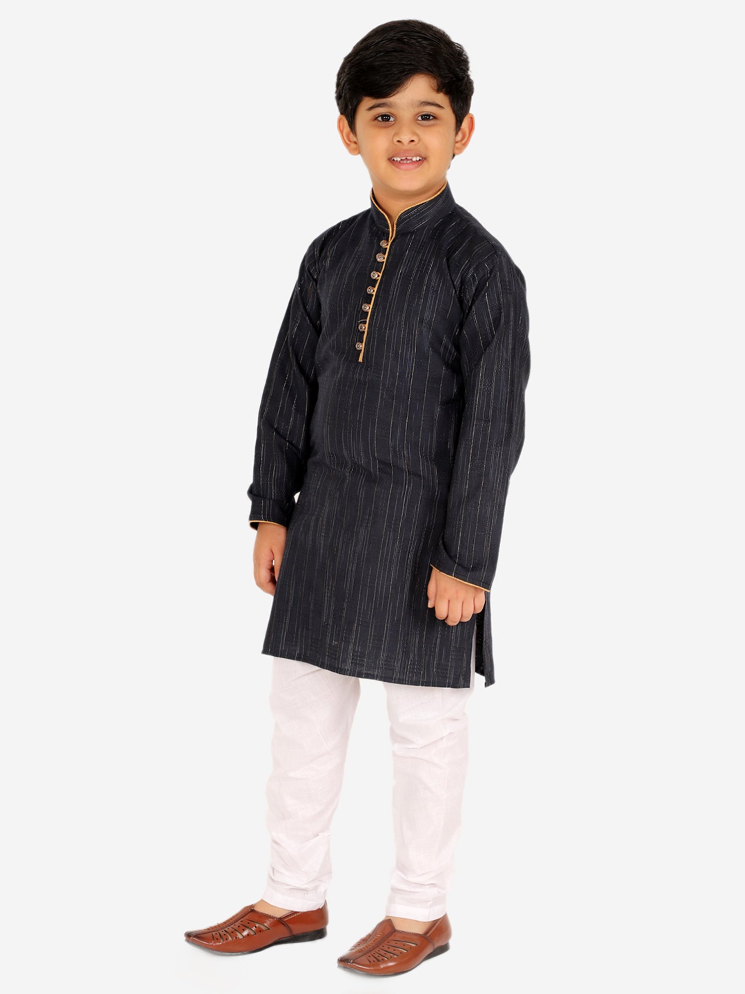 Pro-Ethic Style Developer Kids Dark Blue & White Printed Full Sleeves Kurta with Pyjamas