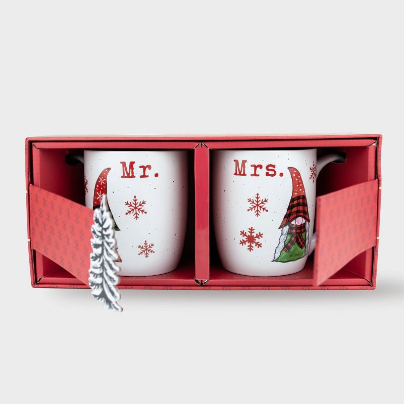 16oz 2pk Ceramic Mr. and Mrs. Gnome Mugs - Peppermint & Pine