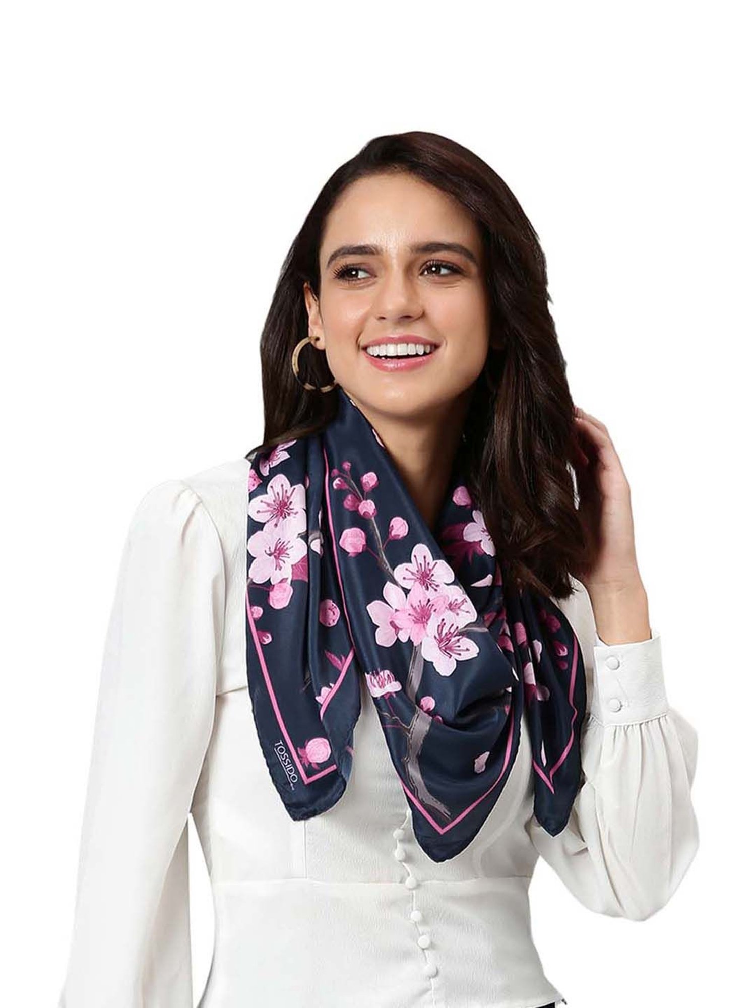 Tossido Navy Blue Printed Stole