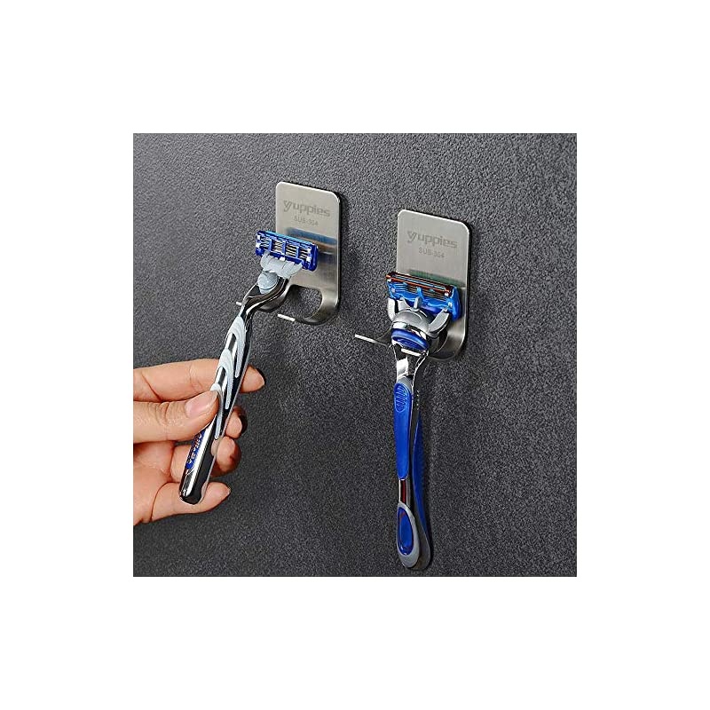 Holder for Shower, Shaver Hook Robe Towel Coat Hook, Waterproof Self Adhesive 304 Stainless Steel Multi Purpose Hooks (Holder and Case)