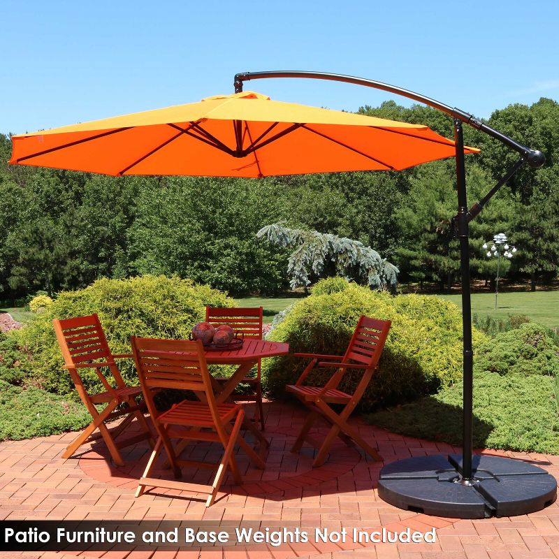 Sunnydaze Outdoor Steel Cantilever Offset Patio Umbrella with Air Vent, Crank, and Base - 9' - Tangerine
