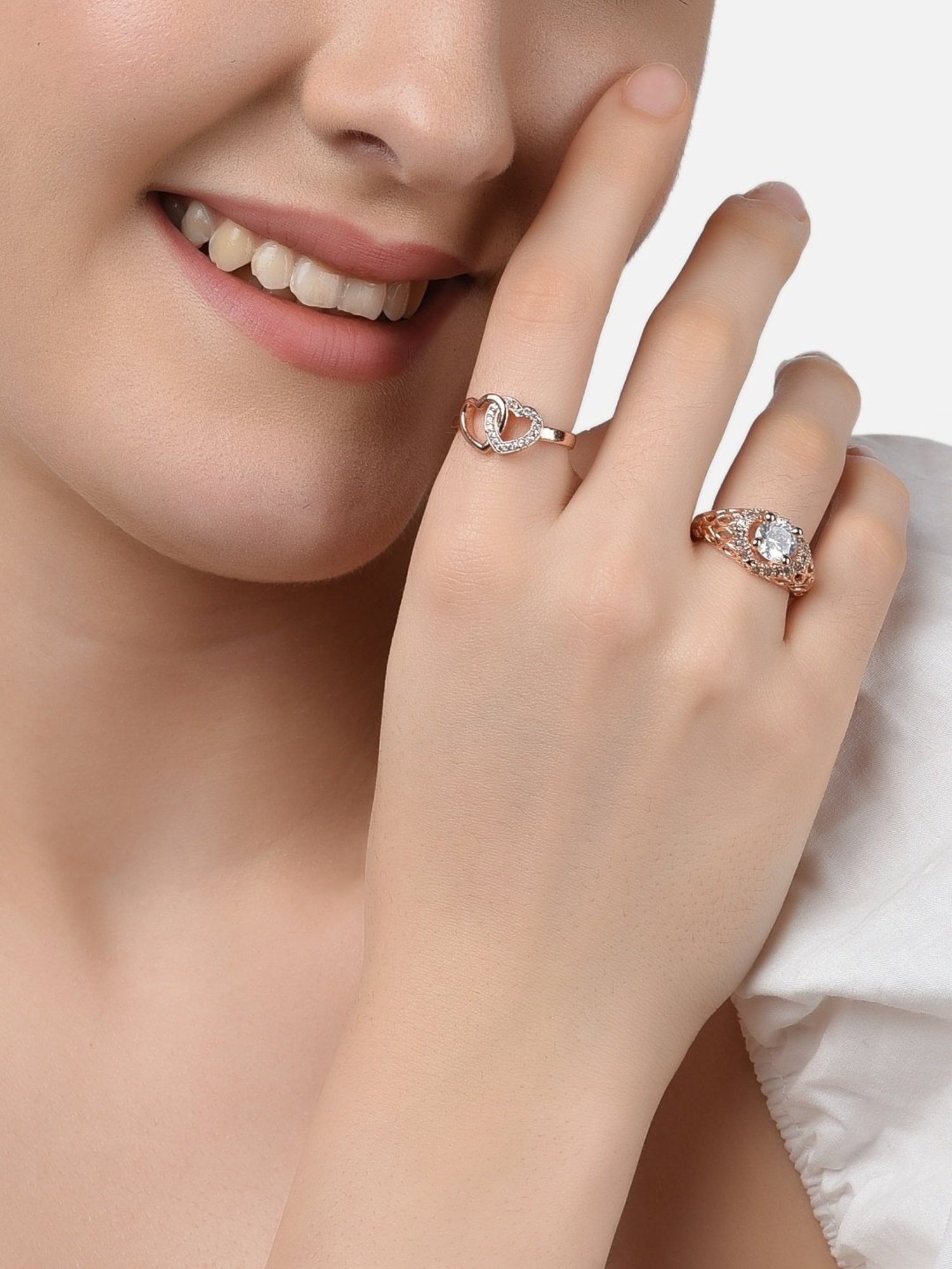 Accessorize London Women's Jewel Embellished Rings Set Of Three White