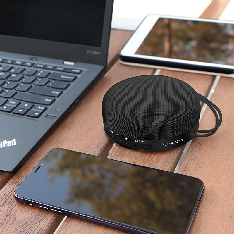 Travel Case Included 8W Bass  IPX5 Waterproof 3D Bluetooth Speaker 15H Music Premium Small Portable Wireless Shower Speaker for iPhone Phone iPad Tablet Pool Beach Hiking Camping Black