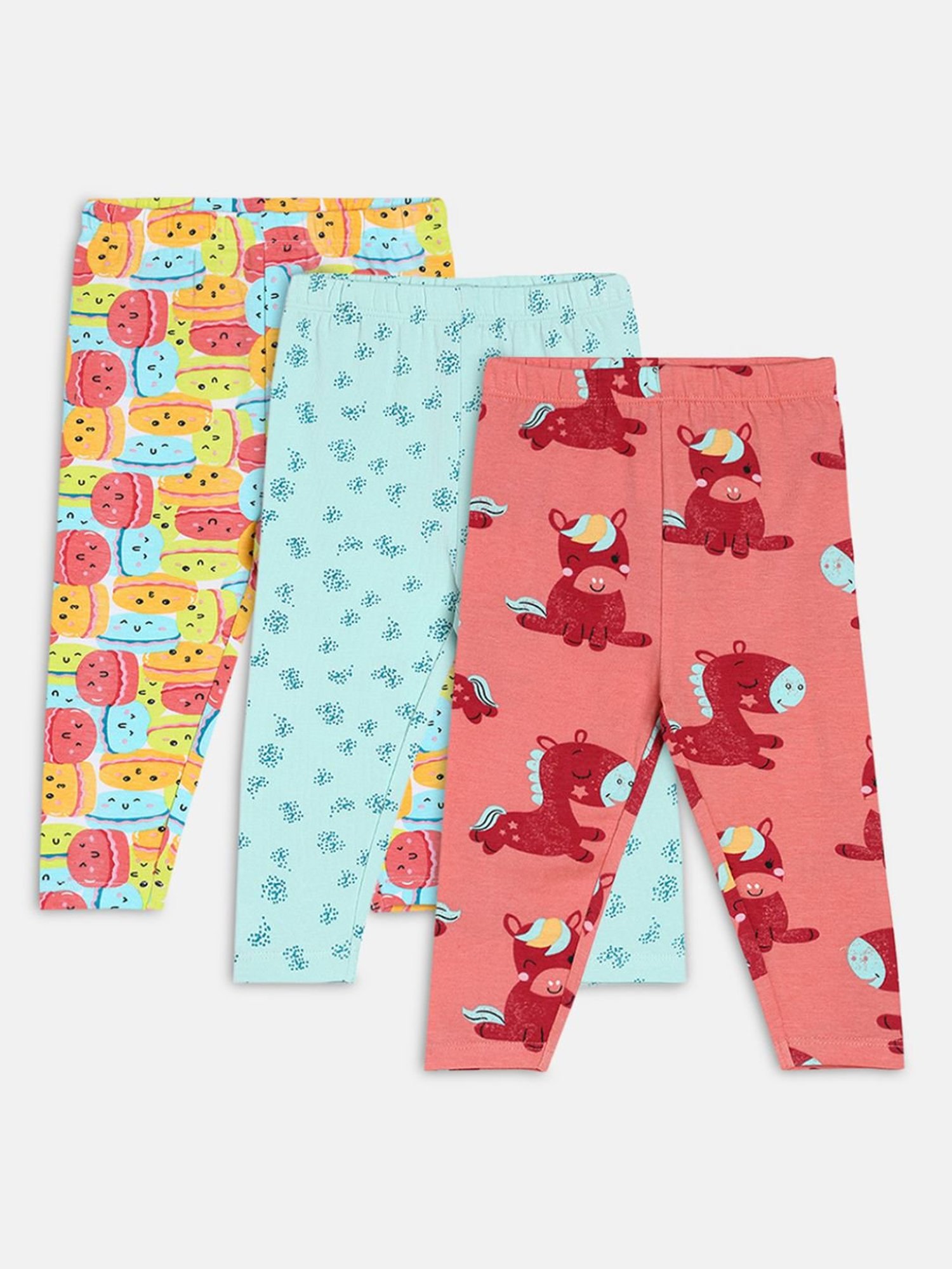 MINIKLUB Kids Multicolor Printed Leggings (Pack Of 3)