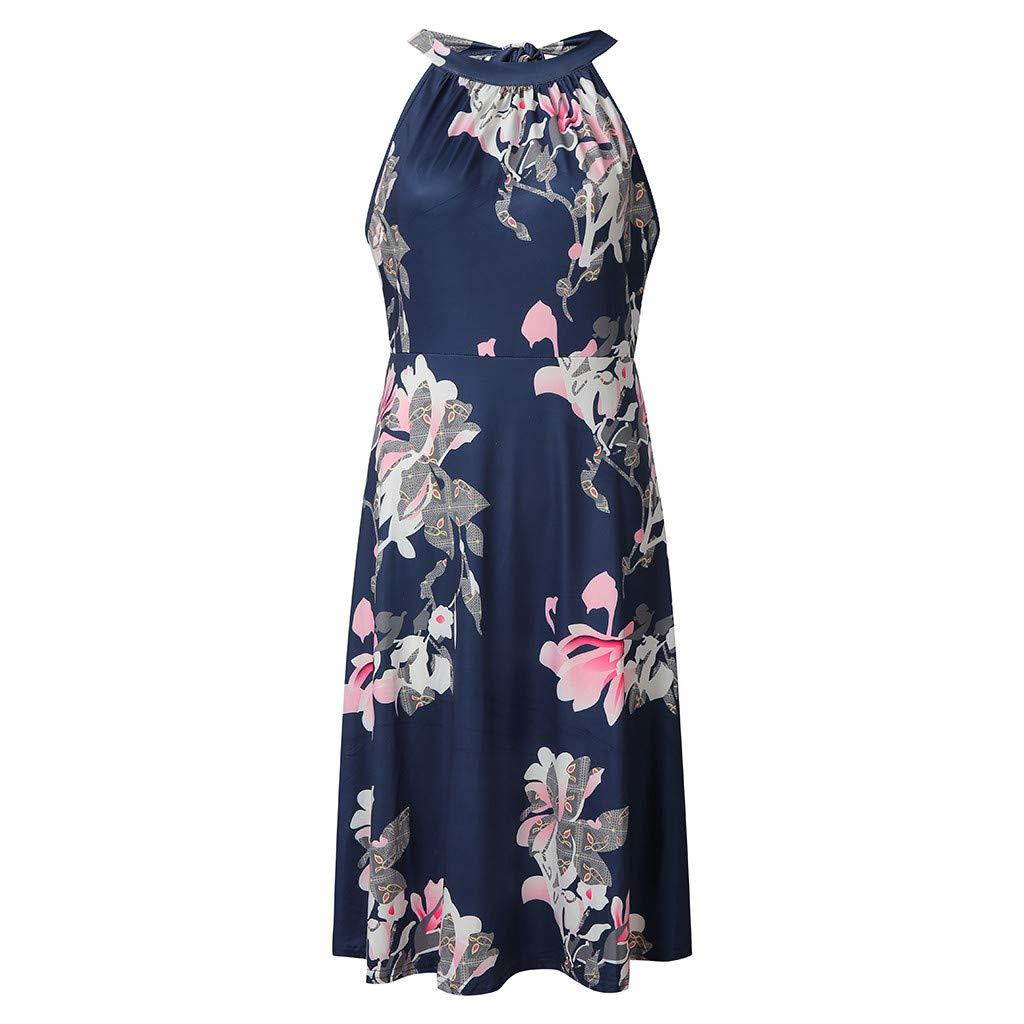 ?HebeTop? Women's Floral Maxi Dresses Boho V Neck Split Beach Party Dress