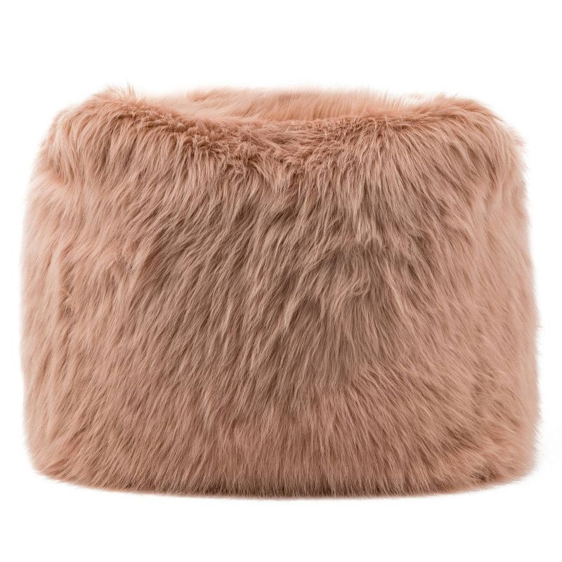 18" Faux Fur Square Pouf Ottoman Pink - WOVENBYRD