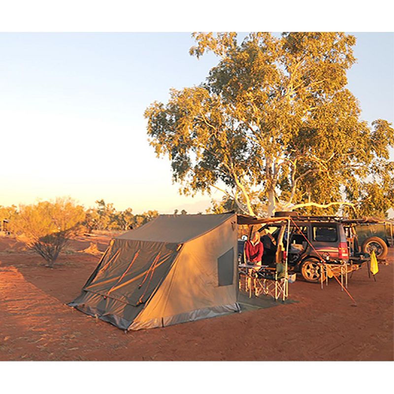 Oztent RV-4 Heavy Duty Waterproof Camping Tent, Comfortable 4-5 Family Tent, Instant Set Up Camping Tent Shelter with Attached Sun Awning, Green