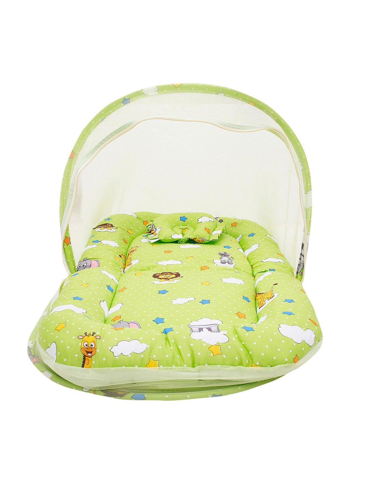 Baby Moo Tent Mattress Set with Neck Pillow Fun In The Jungle Green