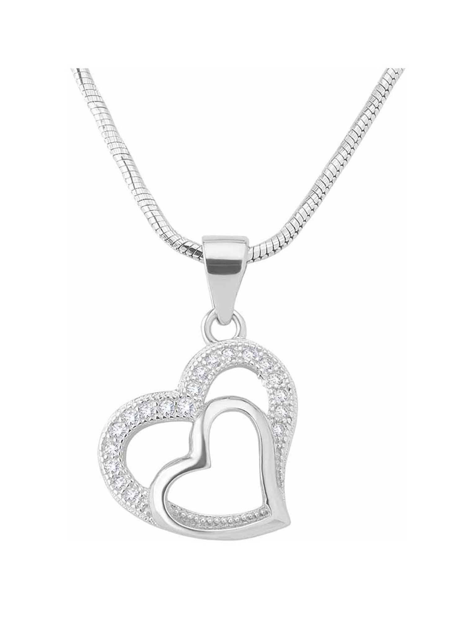 Anayra 92.5 Sterling Silver Heart Pendant with Chain for Women