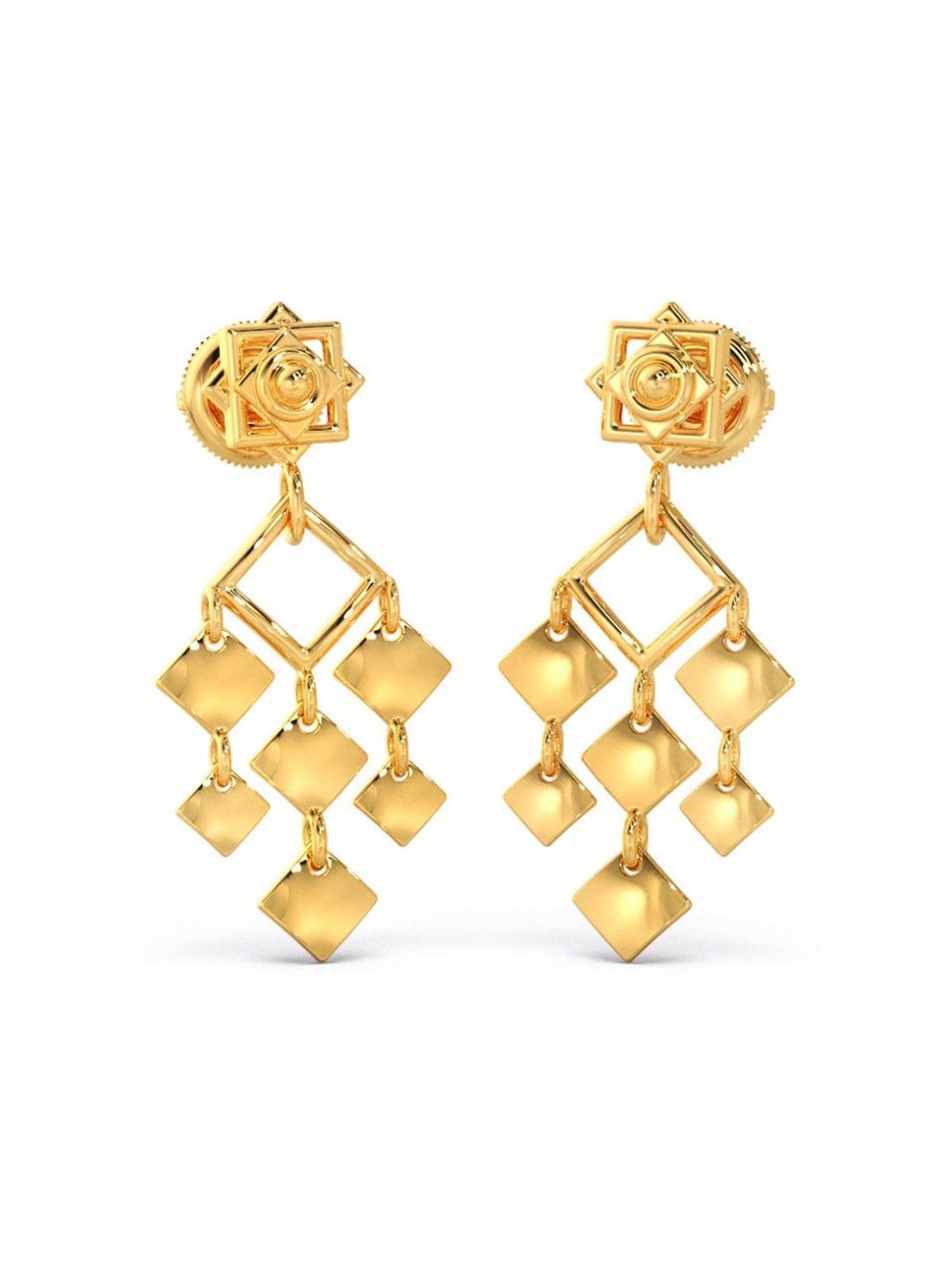 Candere by Kalyan Jewellers Peacock Collection 18k Yellow Gold Dangler Earrings for Women