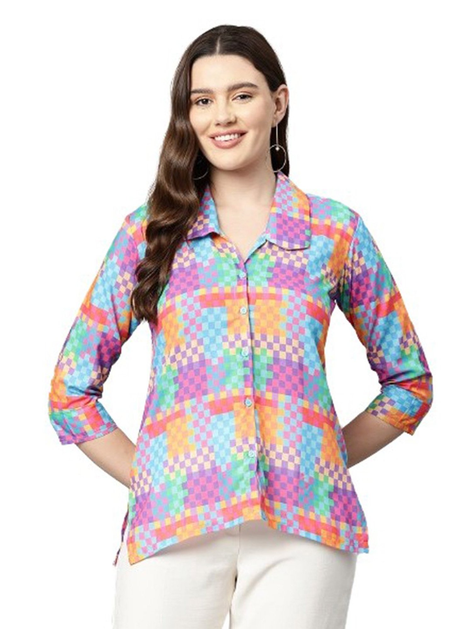 One Femme Multicolor Check Shirt