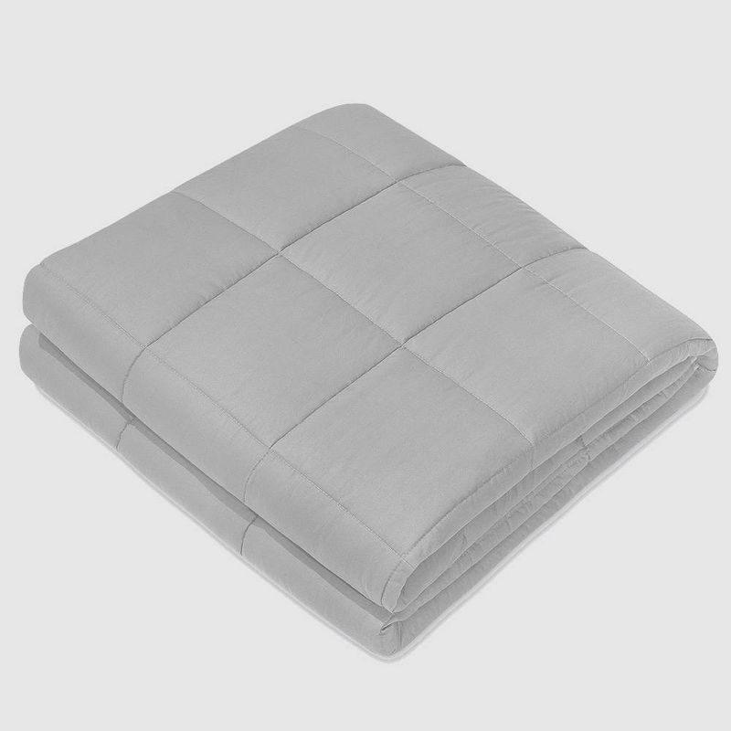 48" x 72" 100% Cotton Luxury 15lbs Weighted Blanket Light Gray - NEX
